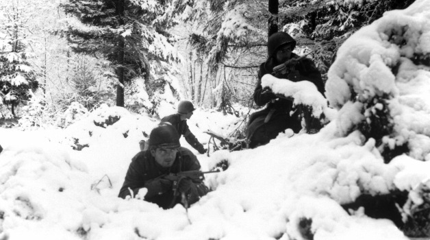 Soldiers dug in during the Battle of the Bulge