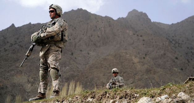 A U.S. Soldier provides security during combat operations near Forward Operating Base Herrara, Afghanistan, April 18, 2009. (U.S. Air Force photo by Staff Sgt. Shawn Weismiller/Released