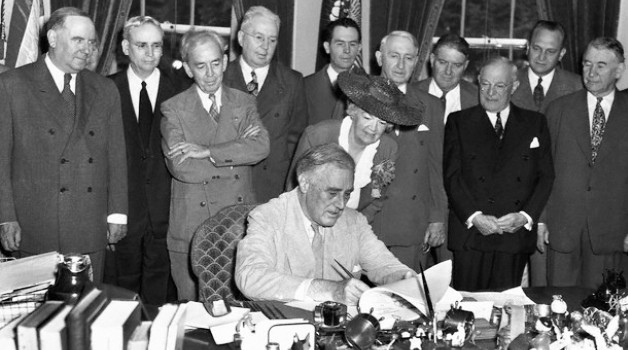 President Roosevelt signing the GI Bill of Rights