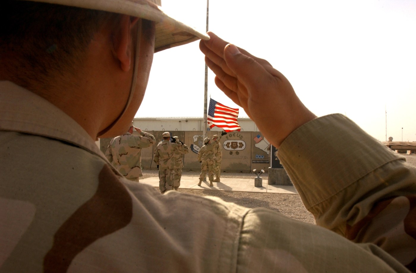 Veterans salutes the American flag.