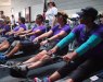 Team Mercury, made up of all women Veterans, warms up on the rowing machines before going out on the water #NVSSC