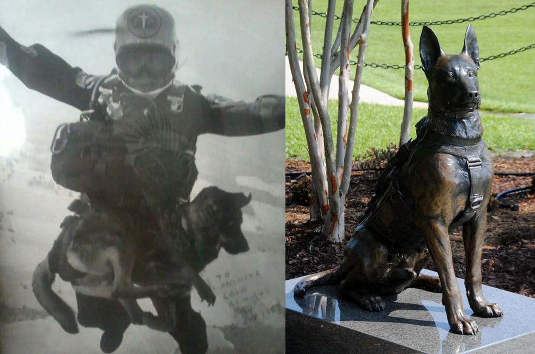 U.S. Army and Marine Corps Veteran Jesse Salvador Mendez, the first person to parachute free fall with a K-9