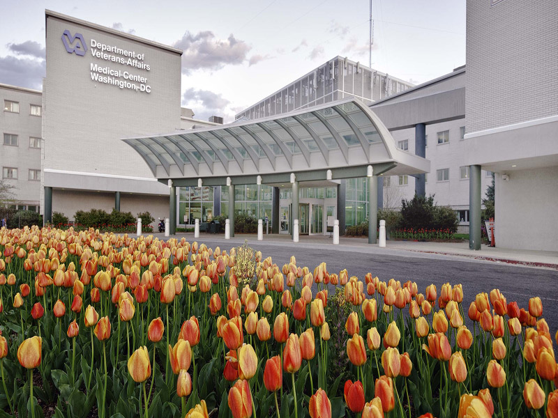 VAMC Hospital Entrance tulips-800x600