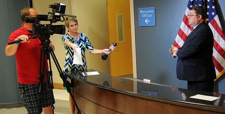 Muskogee VA staff speak with reporters