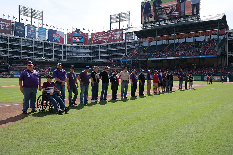 Texas Rangers recognized 40 wounded warriors in a pre-game ceremony