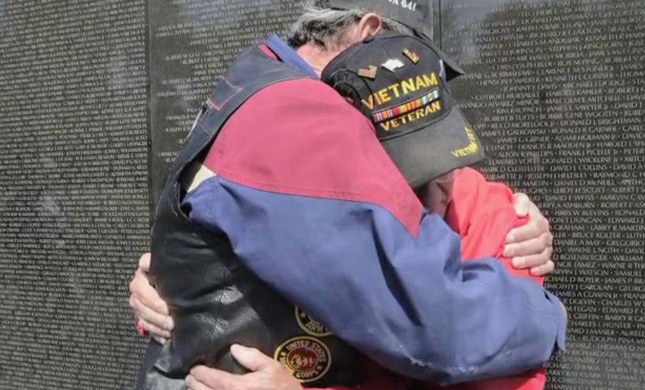 Vietnam Veterans meet at the Wall.