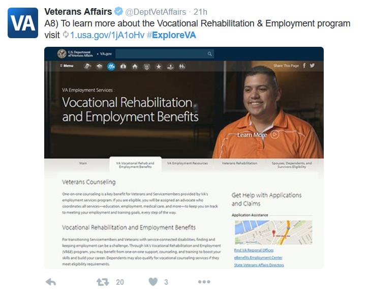 #ExploreVA employment services Twitter chat