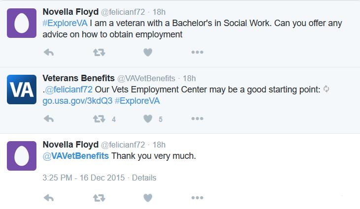 #ExploreVA employment services Twitter chat