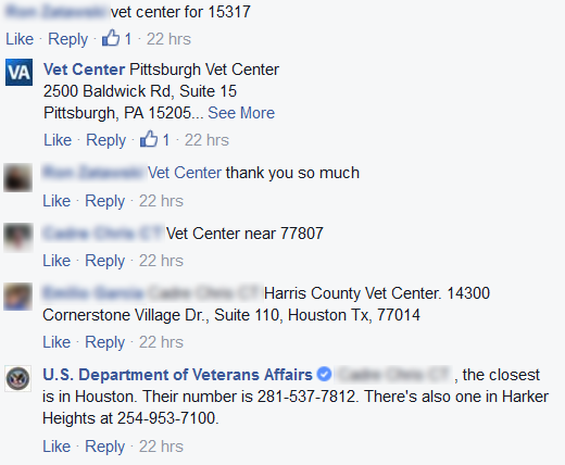 Vet Center Facebook Q&A