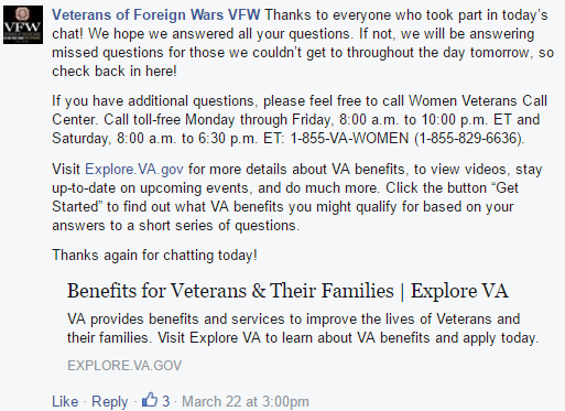 Explore VA Women's Facebook Chat