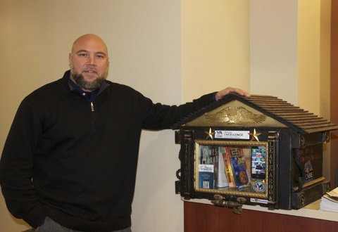 VA peer support specialist and Army Veteran Chris Tucker created a Little Free Library for VA Central Iowa Health Care System. 