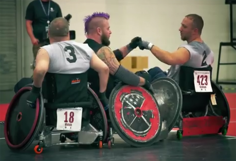 image of wheelchair basketball competitors