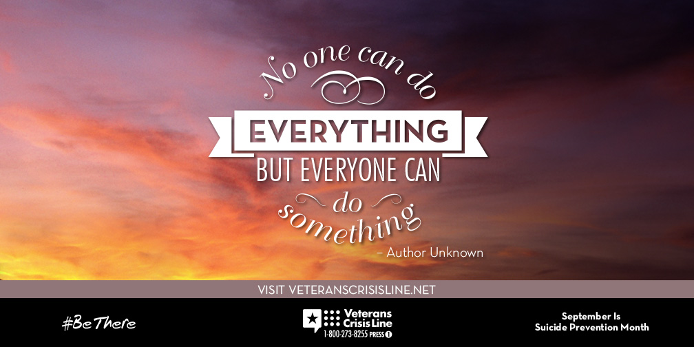 Suicide prevention image "no one can do everything but everyone can do something