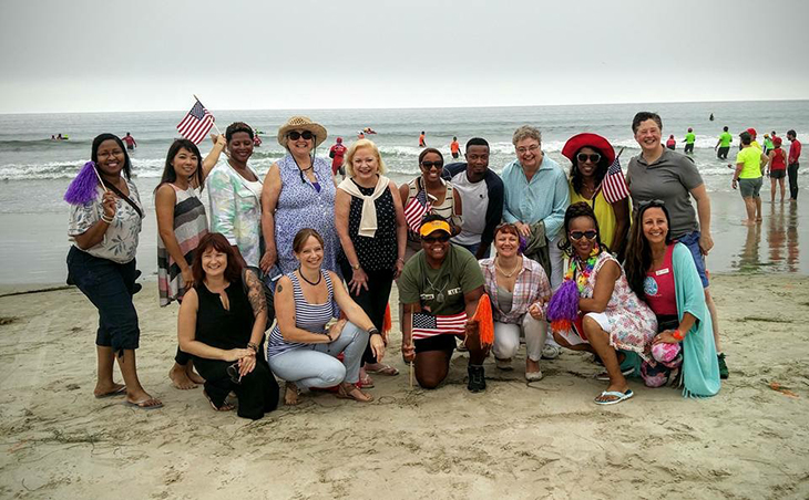 : Members of the VA Advisory Committee at the Surfing Venue of the Summer Sports Clinic