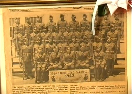 This image shows the 29 original Code Talkers, and it was taken in San Diego, after they completed boot camp. Chester Nez is all the way on the left, in the third row from the top