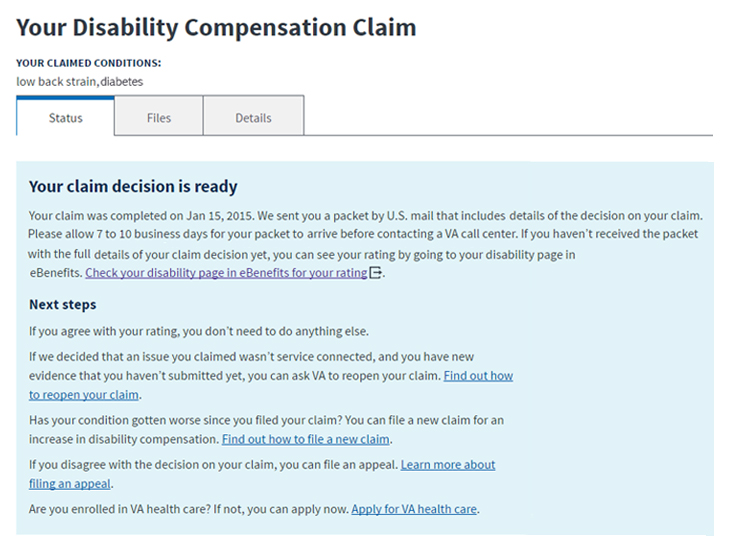 Vets.gov adds disability compensation claim status feature