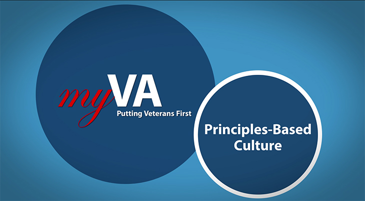 screen shot from principles-based video containing the MyVA logo.