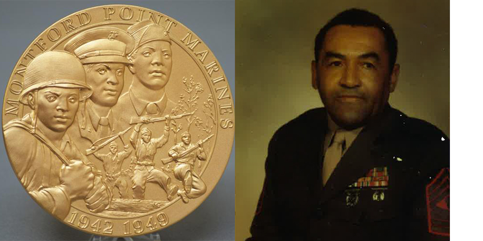 Congressional Gold Medal and portrait of Allen Newton Frazier in uniform