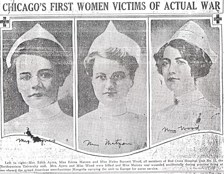 Image of a newspaper clipping featuring images of the three nurses.
