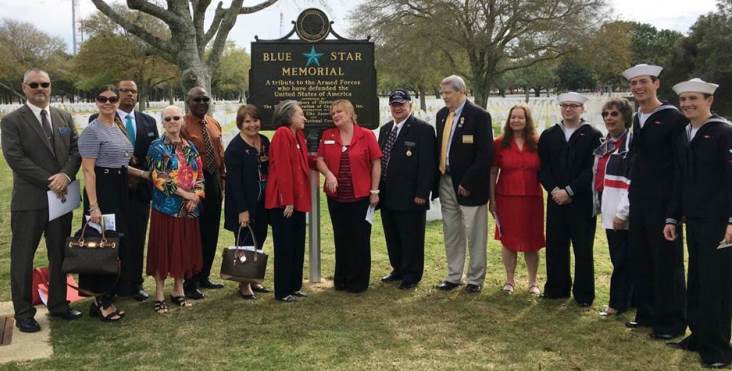 Cemetery Director Craig LaChance (far left) and two of his key staff. Just to the right of the marker are two gentlemen representing the Florida State Elks Association.