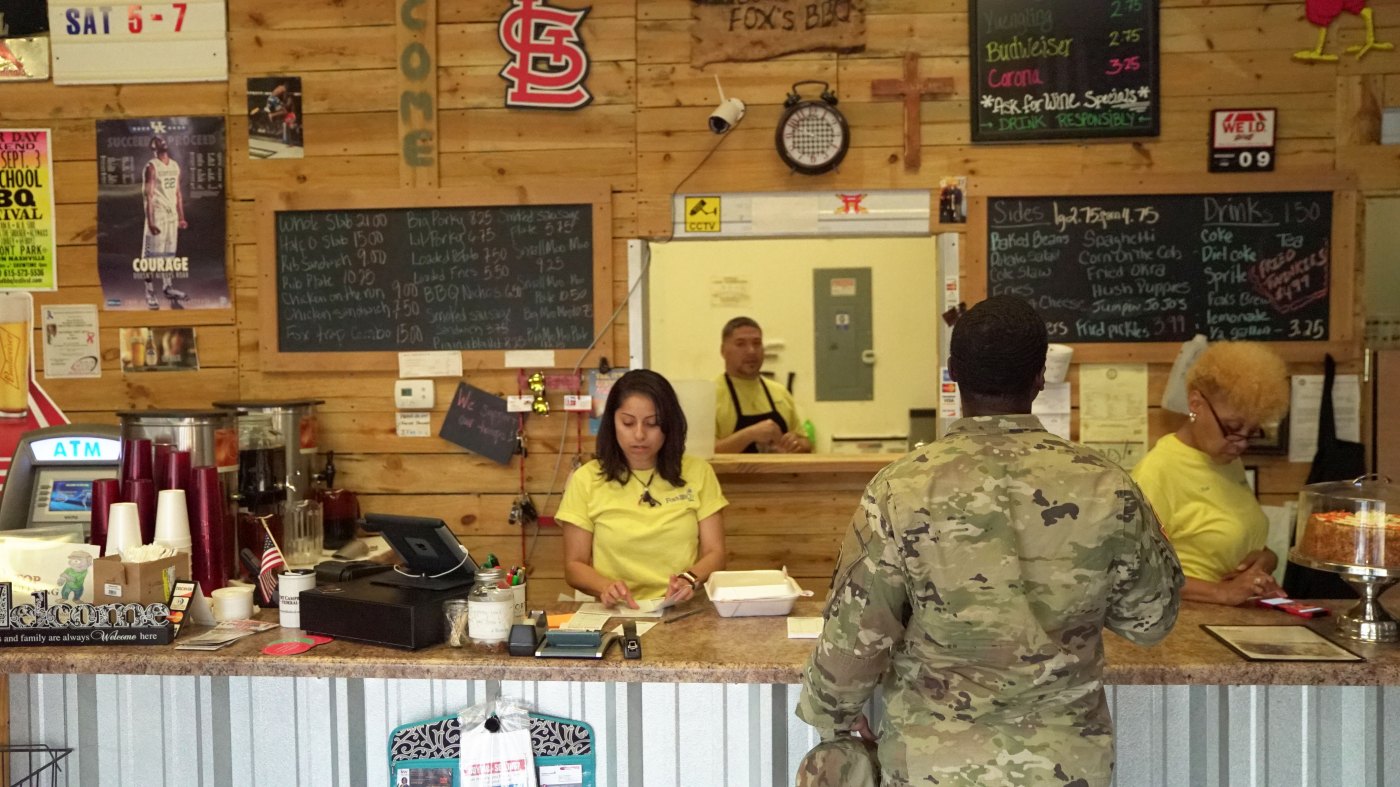 Soldier at Fox's BBQ