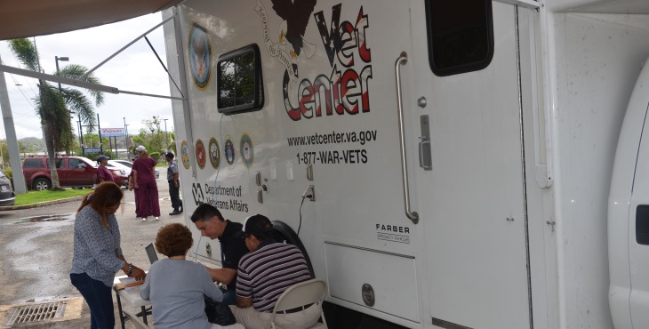 IMAGE: A mobile Vet Center outside of the recovinghe Arecibo Vet Center
