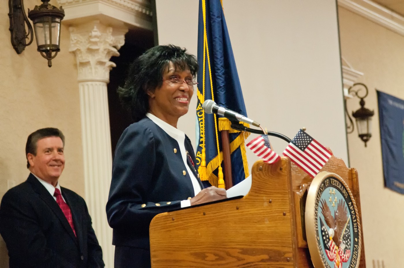 Veteran Joan Craigwell speaks at a commemorative event in 2016.