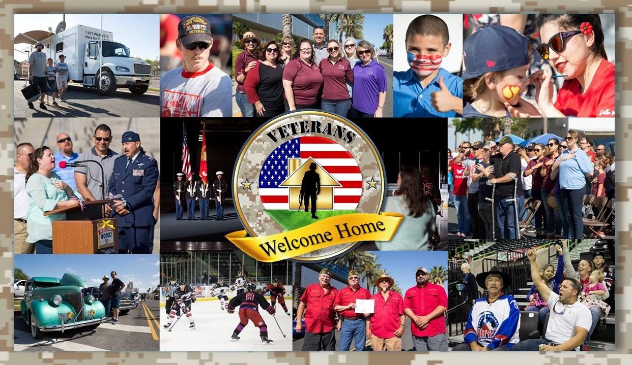 2018 Welcome Home event for Veterans photo collage.
