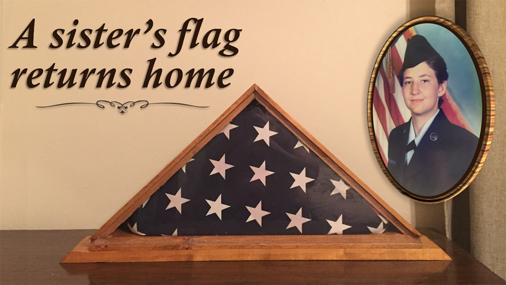 The family of Air Force Veteran Christine M. Casselberry thought they would never again see their sister’s memorial U.S. flag, but thanks to the integrity and effort of VA employees their sister’s long, lost flag has finally returned home. (U.S. Department of Veterans Affairs photo illustration by Luis H. Loza Gutierrez)