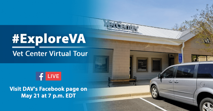 Join VA and DAV for a Facebook Live virtual tour of a Vet Center May 21