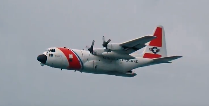 Photograph of a Coast Guard HC-130, similar to the aircraft that Lt. Cmdr Che Barnes piloted.