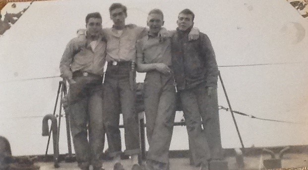 Veteran Sam Aprea with some shipmates from the Navy during WWII.