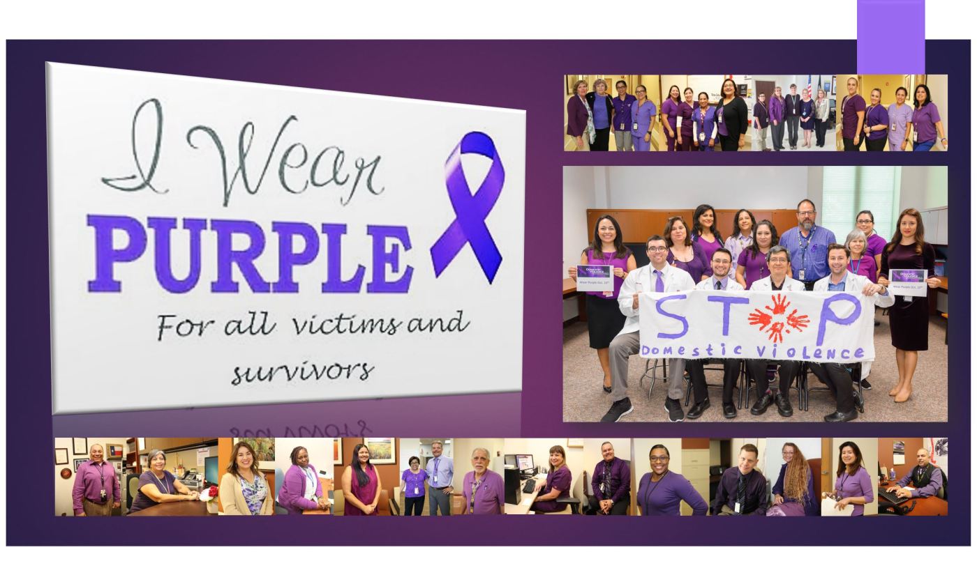 Dozens of employees, interns and volunteers from VA Texas Valley Coastal Bend Health Care System (VCB) wore purple on October 10, 2018, in observance of Domestic Violence Awareness Month.