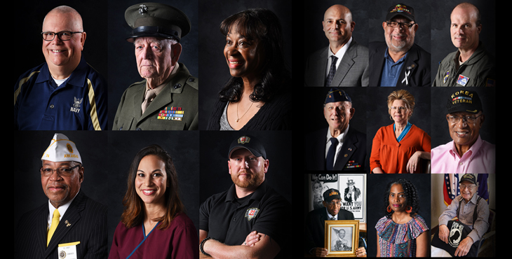 Graphic showing the faces of Veterans