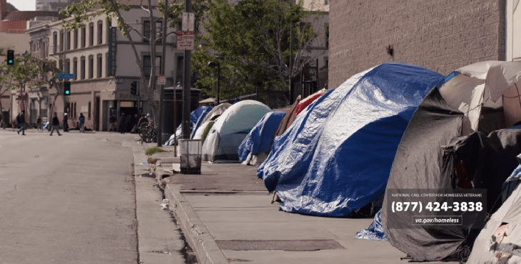 Image: tents set up on a side walk