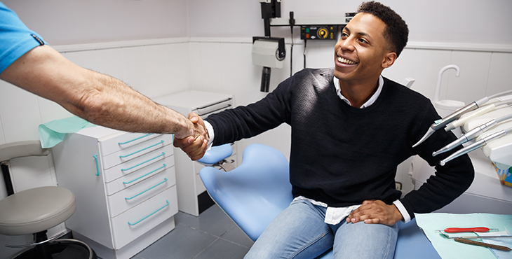 stock photo showing patient in dental office