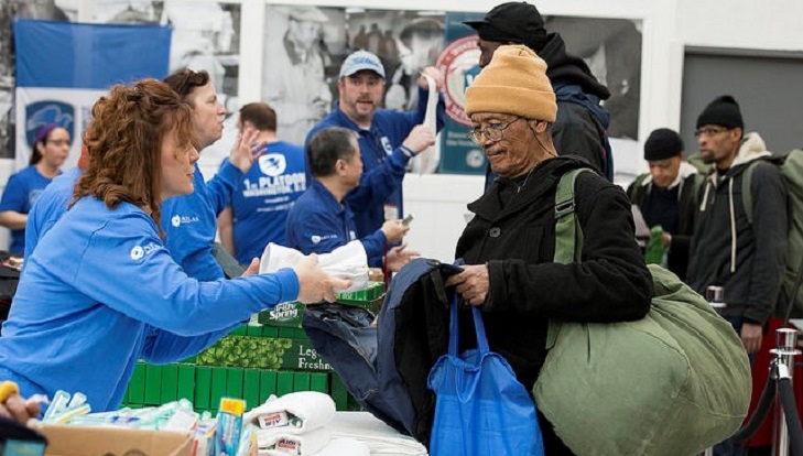 IMAGE: Homeless Veteran receives supplies at a VA Medical Center