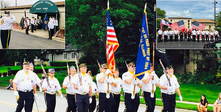 Picture showing American Legion Post 1084 members in various locations.