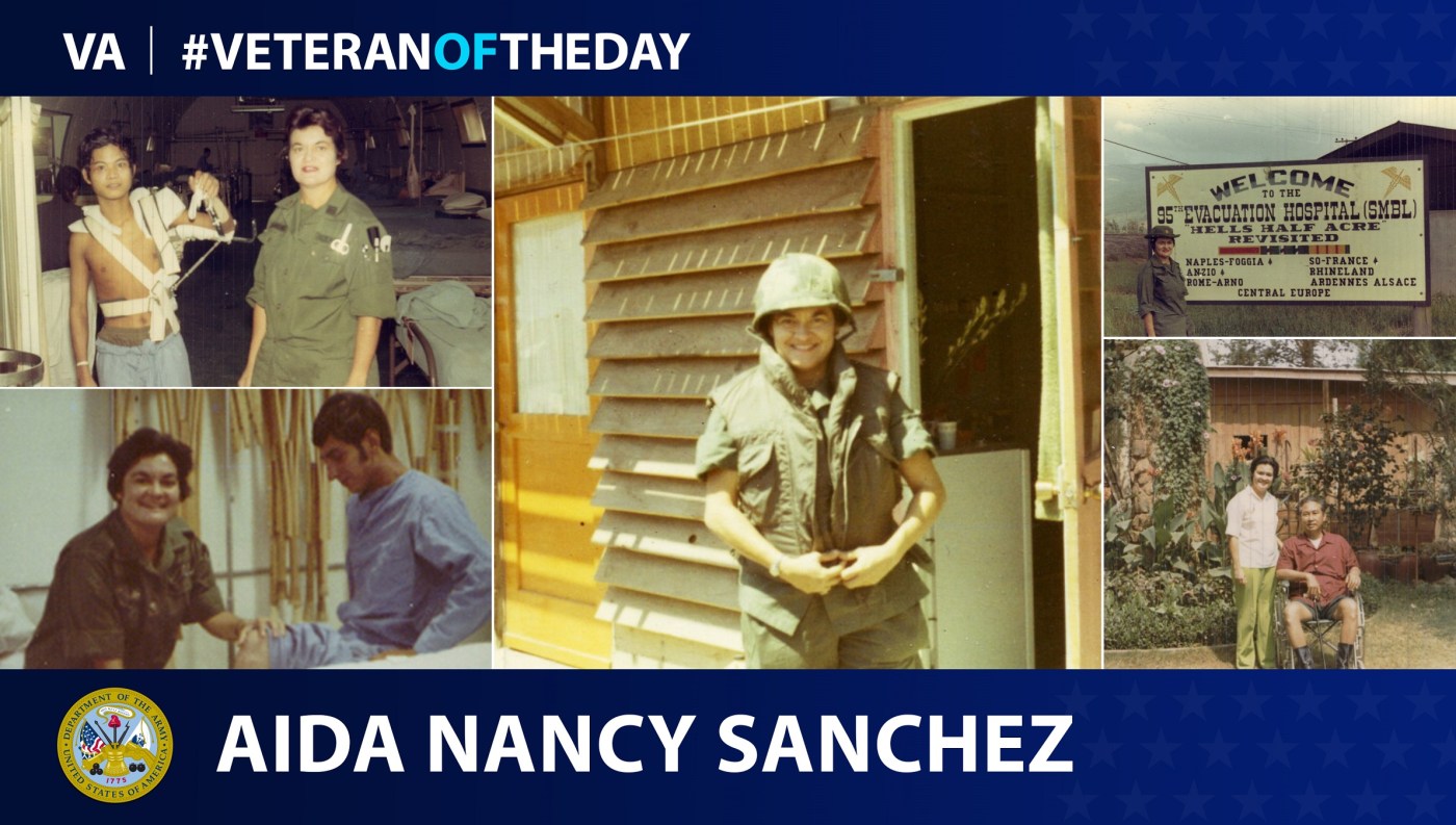 #VeteranoftheDay graphic of Aida Sanchez