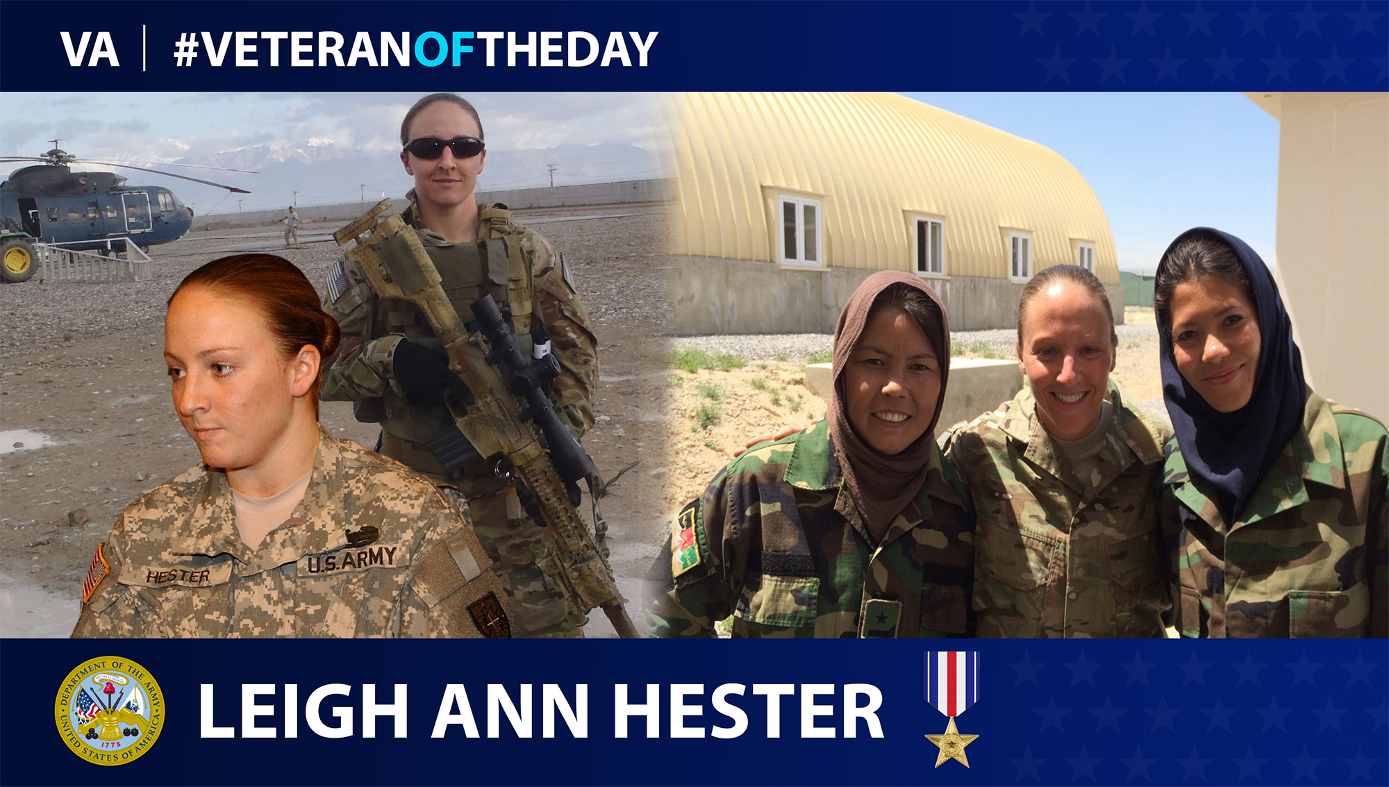 Veteran of the Day graphic of Leigh Ann Hester.