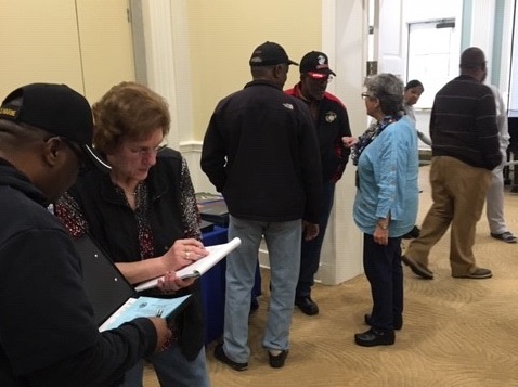 Veterans in the Goldsboro, North Carolina area gather at the Veterans Experience Action Center to get more information on VA benefits.