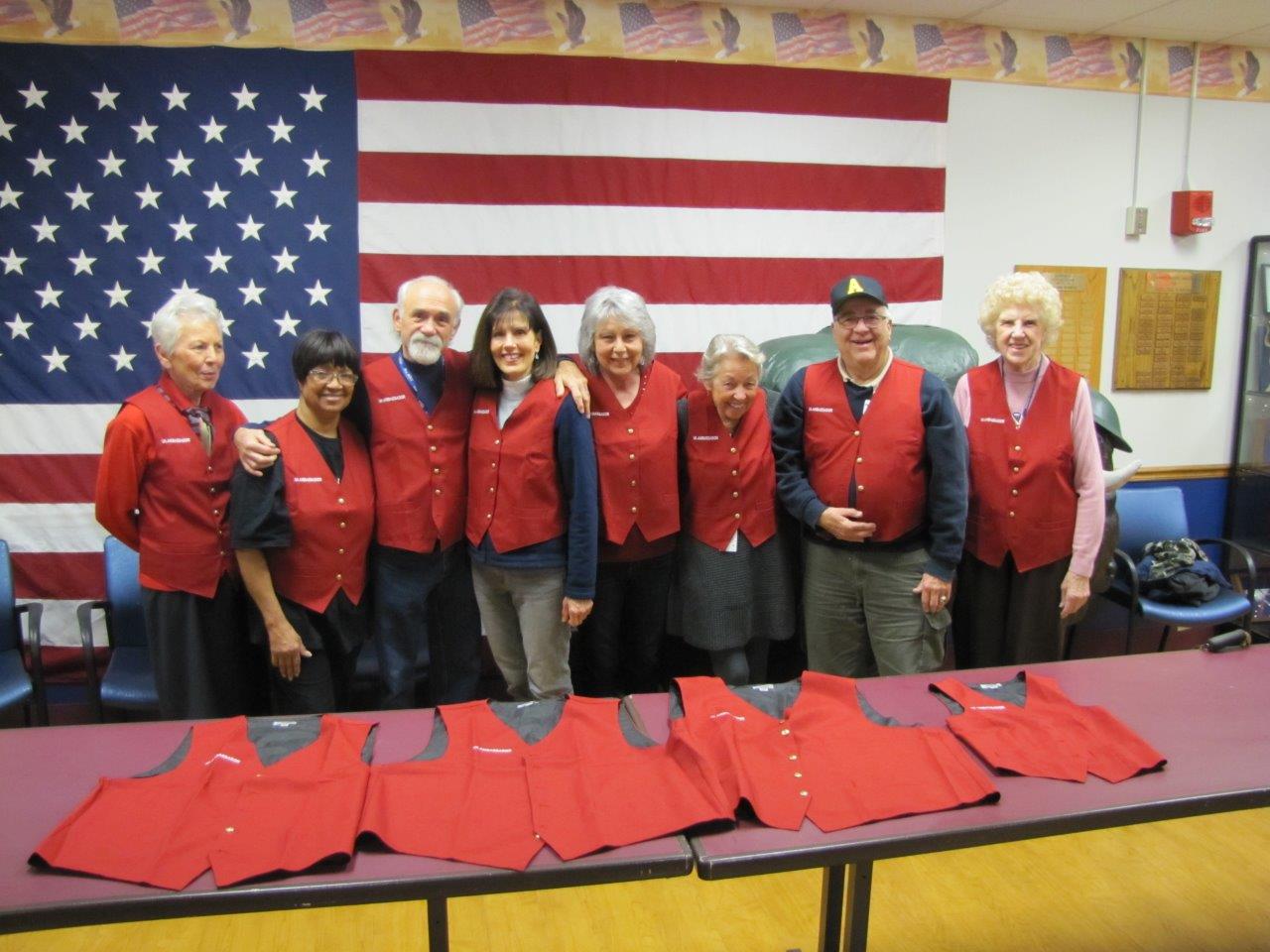 A group of Red Coat Ambassadors at the Buffalo, New York VA.