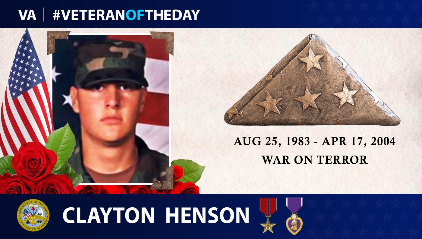 Veteran of Day graphic for Clayton Henson