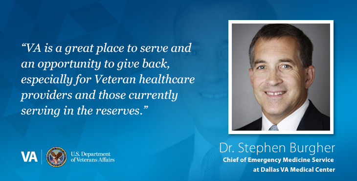 Dr. Stephen Burgher is the Chief of Emergency Medicine Service at Dallas VA Medical Center.