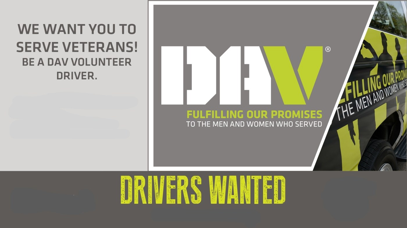 Disabled American Veterans is looking for volunteer drivers