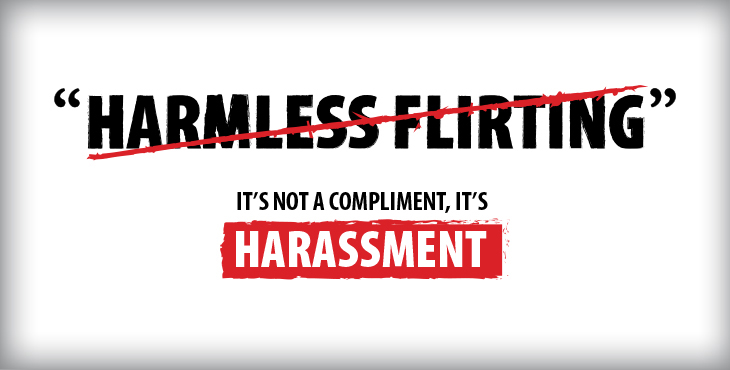 End Sexual Harassment: Harmless flirting poster.