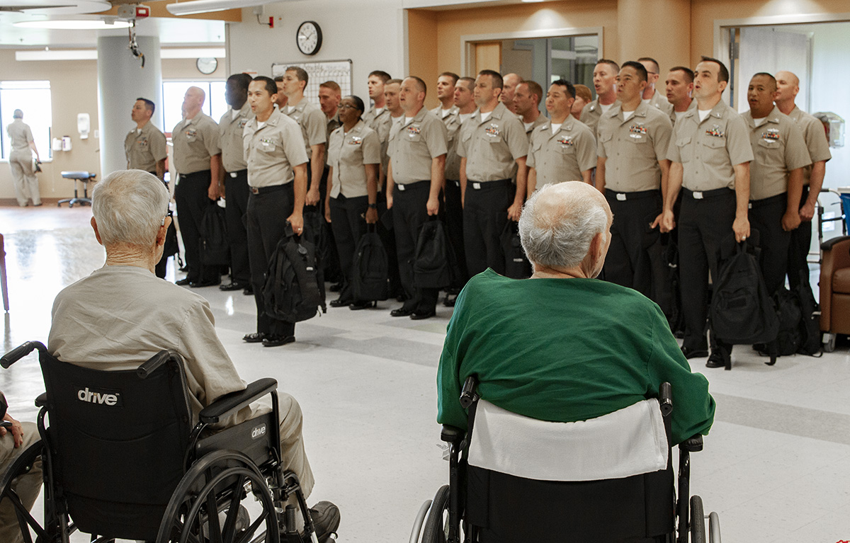 Navy sailors visit Oklahoma VA.