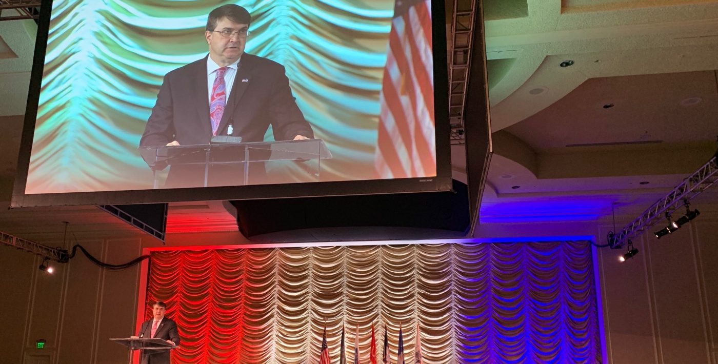 VA Secretary Robert Wilkie speaks at the 2019 VA/DoD Suicide Prevention Conference.