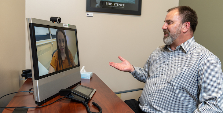 VA telemental health professionals treat Veterans via secure computer connections.