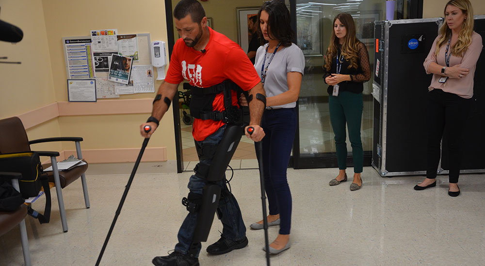 Veteran walks tall in his exoskeleton